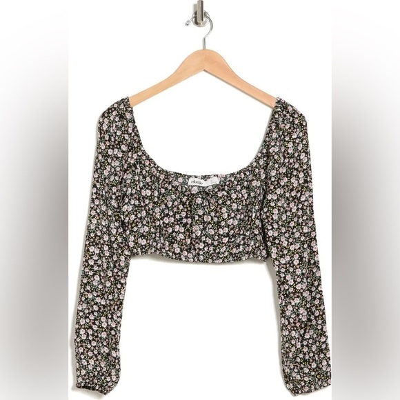 NWT Elodie Floral Long Sleeve Tie Front Top boho Y2K Peasant - Picture 3 of 3